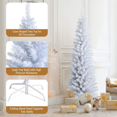 1.5/1.8/2.1M Artificial Pencil White Christmas Tree