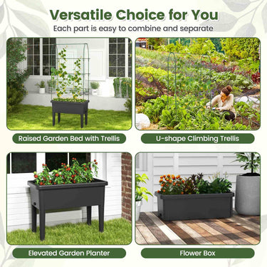 Self-Watering Raised Garden Bed Elevated Planter with Climbing Trellis
