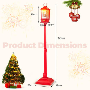 155cm Christmas Street Lamp with Detachable Snow Globe Lantern