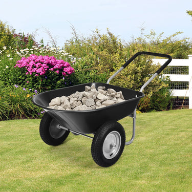 Outdoor Dump Cart w/Solid Steel Frame & Pneumatic Tires