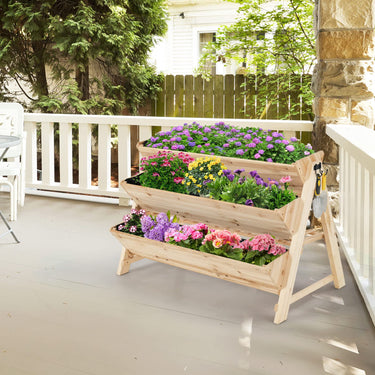 3-Tiers Raised Garden Bed, Planter Raised Box W/Side Hooks & Storage Shelf