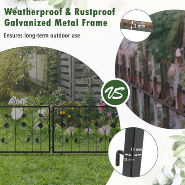 8 Panels Decorative Garden Fence, 464cm (L) x 60cm (H) Outdoor Animal Barrier for Dogs - PatiojoyAU