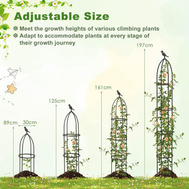 2-Pack Garden Trellis for Climbing Plants 197cm Tall Metal Obelisk Trellis