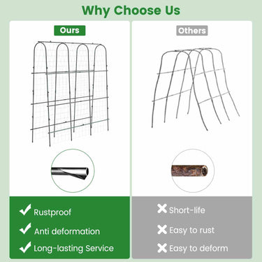 Garden Arched Trellis for Climbing Plants U-Shaped with Netting