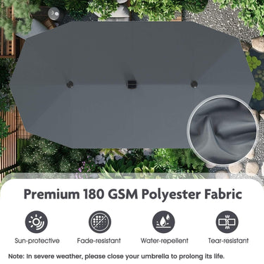 3.9 m Large Patio Umbrella with LED Solar Lights