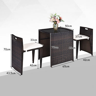 3PCS Cushioned Patio Rattan Set, Outdoor Wicker Conversation Set - PatiojoyAU