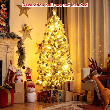 1.5M/1.8M Pre-lit Snow Flocked Christmas Tree with 9 Lighting Modes and Color Changing LED Lights