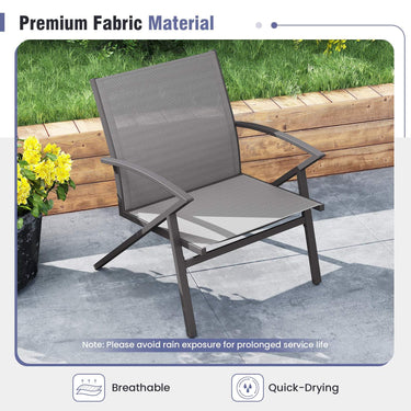 Patio Chairs Set of 2 Lawn Chairs with Heavy Duty Metal Frame