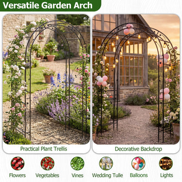 Garden Arch, Heavy Duty Metal Arbor Trellis for Climbing Plants