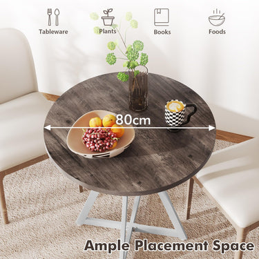 80cm Round Dining Table Wooden Kitchen Table with Metal Pedestal Base