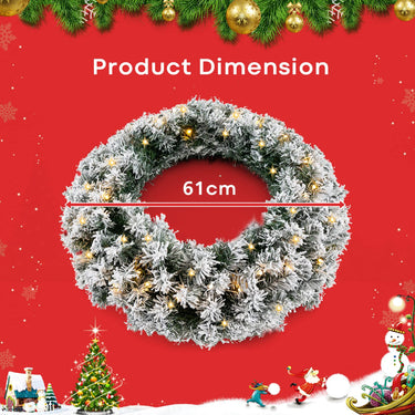 270CM Flocked Christmas Rattan & 61CM Christmas Wreath for Decoration
