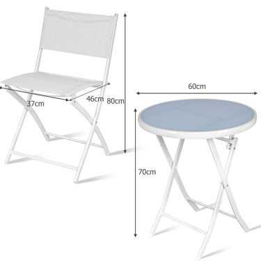 Bistro Table Set, 3 Piece Patio Bistro Set, Outdoor Folding Table and Chairs