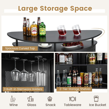 4-Tier Bar Table with Curved Countertop and 3 Stemware Holders