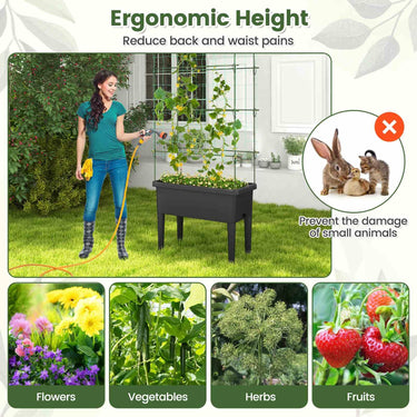 Self-Watering Raised Garden Bed Elevated Planter with Climbing Trellis