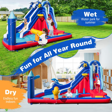 Inflatable Bounce House with Long Slide with 680W Blower