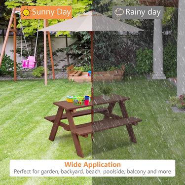 3 in 1 Kids Picnic Table with Removable Umbrella for Garden/ Yard