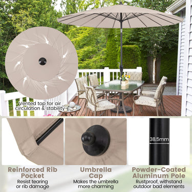 2.7M Round Patio Umbrella, Outdoor Market Umbrella w/ 18 Fiberglass Ribs, Push Button Tilt, Crank - PatiojoyAU
