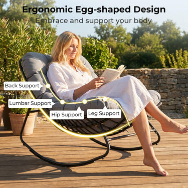 Outdoor Papasan Rocking Chair, Oversized Egg-Shaped Rocker