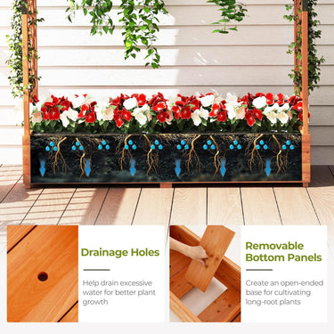 Raised Garden Bed with 2-Sided Trellis & Hanging Roof