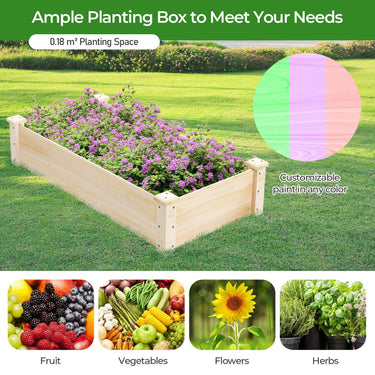 120 x 61 x 25.5 cm Outdoor Elevated Planting Bed for Garden