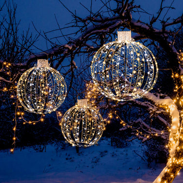 Iron Frame Globe Lights in 3 Sizes for Outdoor & Indoor