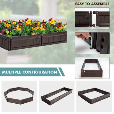 Raised Garden Bed, Multiple Configuration Garden Fence, Outdoor Flexible Planter Grow Box for Flowers, Vegetables