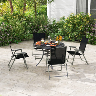 2 Pieces Patio Folding Chairs, Outdoor Patio Chairs with Rustproof Metal Frame