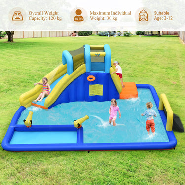 Inflatable Water Jumping House with Water Sprayers & Slide for Outdoor Play (without Blower)