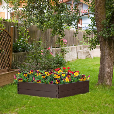 HDPE Raised Garden Bed, Outdoor above Ground Garden Planter W/ 2 Configurations of Rectangular & Hexagon
