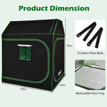 150x150x180cm Hydroponic Grow Tent, Reflective Waterproof Grow Room w/Adjustable Straps