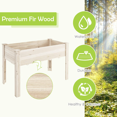 21.5cm x 60.5cm x 81cm Raised Garden Bed, Wooden Elevated Planter Box w/Bottom Liner & Large Capacity
