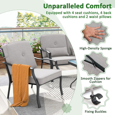 4 Piece Patio Furniture Set, Outdoor Conversation Set with Seat Back Cushions & Waist Pillows - PatiojoyAU