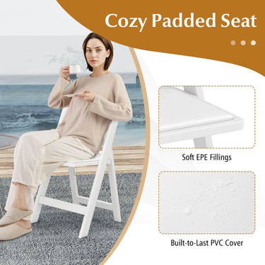 4 Pack Resin Folding Chairs, Portable Patio Chairs w/Padded Seat, All-Weather Resin Frame - PatiojoyAU