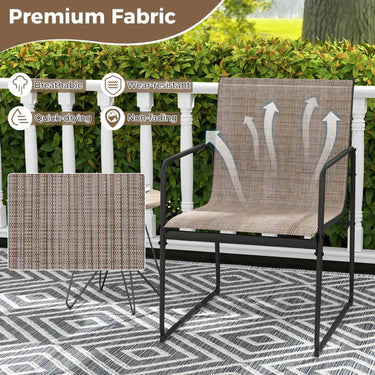 Outdoor Dining Chairs Set of 2, Patio Furniture Chair w/Breathable Seat