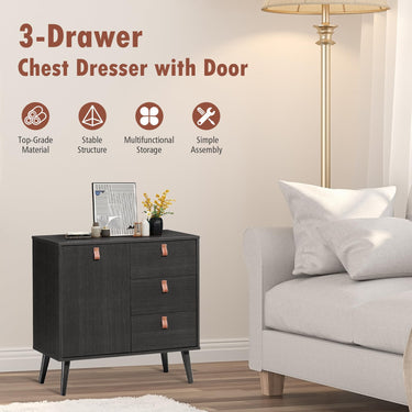 3-Drawer Chest Dresser with Anti-Toppling Device for Living Room