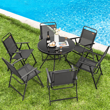 Outdoor Folding Chairs Set of 2/4, Lawn Chairs w/Breathable Seat & Cozy Armrests, Heavy-Duty Metal Frame - PatiojoyAU