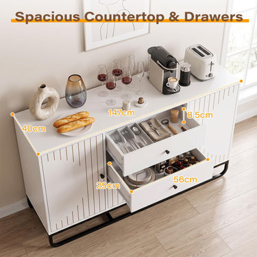 Modern Buffet Cabinet with Drawers Doors and Adjustable Shelves