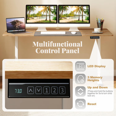 140 x 70cm Large Electric Standing Desk, Metal Frame & Powerful Motor, Button Controller