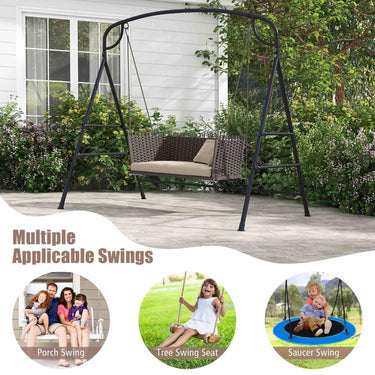Heavy-Duty A-Shaped Porch Swing Frame w/Double Side Bars & 2-Ring Design