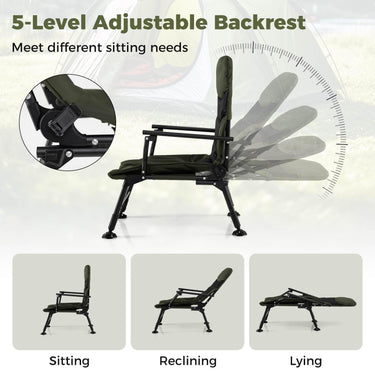 Oversized Foldable Fishing Chair for Adults with Padded High-Back and Armrest