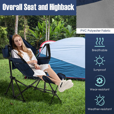 Portable Folding Camping Lounge Chair with Footrest for Beach Lawn Fishing