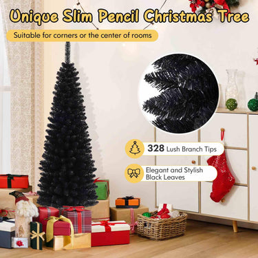 150/180/210 CM Black Artificial Halloween Christmas Tree with Foldable Metal Stand