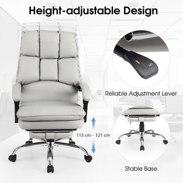High Back Rolling Computer Chair with Retractable Footrest