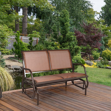 Outdoor Swing Glider Chair, Cozy Patio Bench for 2 People, Steel Rocking Garden Loveseat with Spacious Space - PatiojoyAU