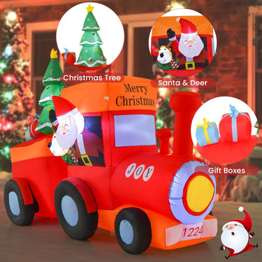 2.6M Christmas Inflatable Santa Train Outdoor Led Yard Display