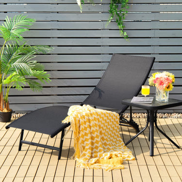 2PCS Outdoor Patio Chaise Lounge Set, Foldable Chaise Lounge Chairs with 5-Position Adjustable Backrest and Quick-Drying Fabric - PatiojoyAU