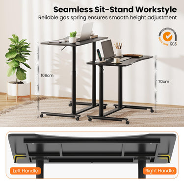 C-Shaped Sit Stand Desk with Adjustable Height and Metal Frame