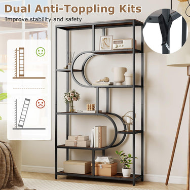 5-Tier Bookshelf Etagere Bookcase with Metal Frame