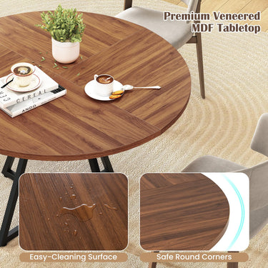 120CM Round Dining Table for 4, Farmhouse Kitchen Table Mid-Century