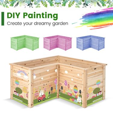 Wooden Raised Garden Bed, 62 CM Tall Outdoor Elevated Planter Box w/Open-Ended Base